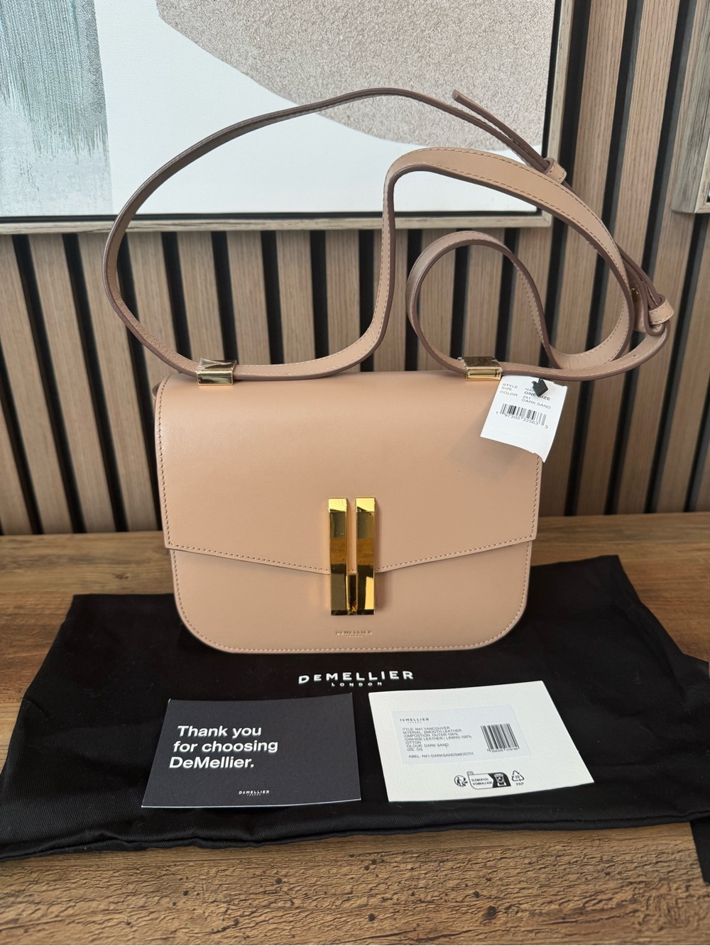 DeMellier Vancouver Smooth Leather Crossbody & Shoulder bag Dark Sand